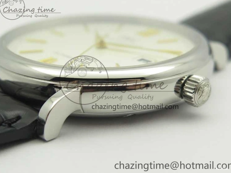 MIROTIME 0523 Affordable Portofino IW356501 SS V3 MK 1:1 Best Edition White Dial Gold Markers On Black Leather Strap MIYOTA 7196